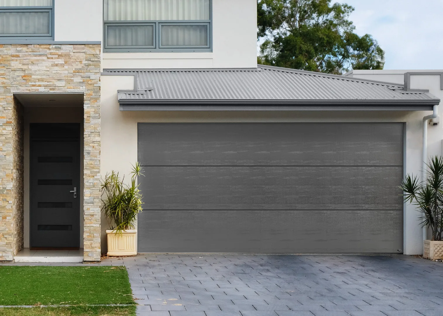 Amarr Classica Flush garage door in charcoal gray