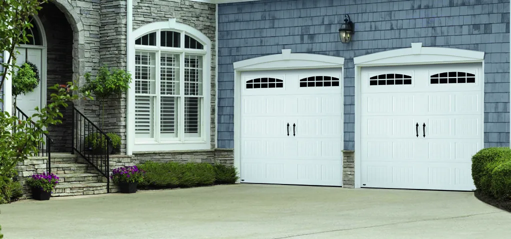 Amarr Hillcrest bead board garage door in true white