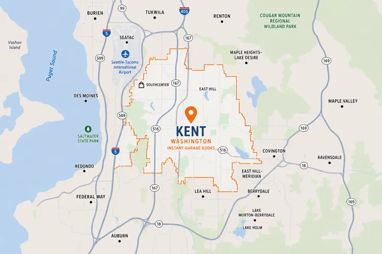 Map of Kent, WA service area