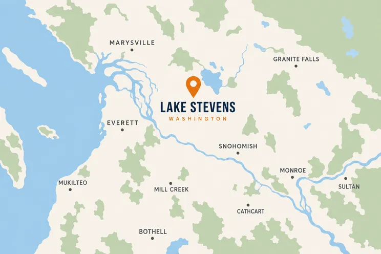 Map of Lake Stevens, WA and surrounding service area