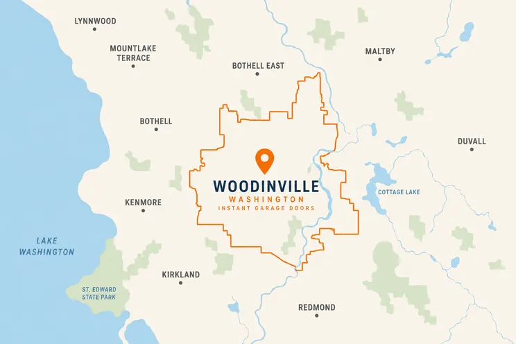 Map of Woodinville, WA and surrounding service area